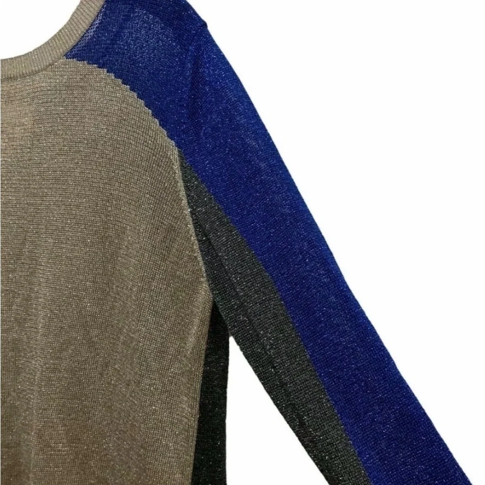 AIKO Colorblock Metallic Glitter Draped Top XS